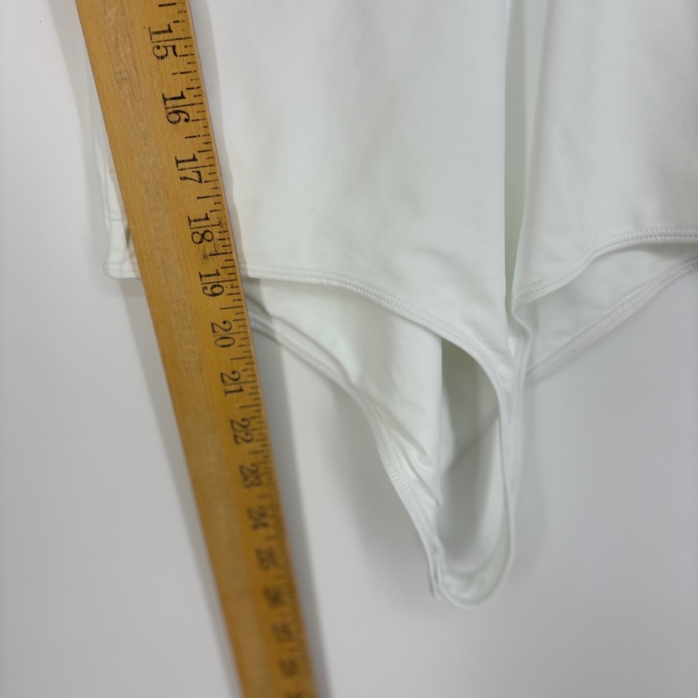 And Now This Womens Medium Tank Bodysuit V-Neck White Double Layer Knit Fabric - Picture 10 of 10